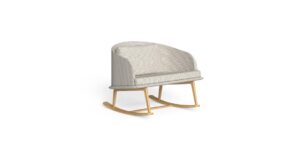 Fauteuil à bascule CleoSoft Wood en bois avec coussins déhoussables, designer Marco Acerbis pour Talenti
