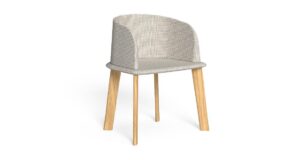 Fauteuil repas en bois CleoSoft//Wood Talenti avec coussins en tissu gris pour extérieur