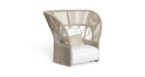 Fauteuil lounge Cliff Déco en corde nautique synthétique sur structure aluminium, par Talenti
