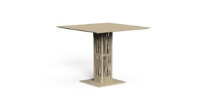 Table à manger d'extérieur Talenti Cliff, plateau carré 90×90 en aluminium, corde