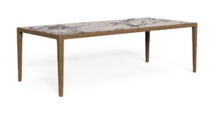 Table à manger Cruise//Teck 240 x 110 en bois et grès pour extérieur