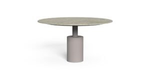 Table à manger Edwin Alu ronde Ø135 cm en grès moka blanc