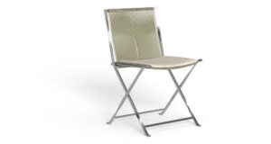 Chaise repas George en acier et cordes synthétiques, design moderne Talenti