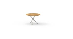 Table basse D60 George en acier, plateaux Accoya et pierre de lave