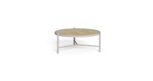 Table basse D88 James de Talenti avec plateau circulaire et pieds en aluminium peint