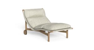 Lit de détente Jun en bois avec tissu bouclé, designer Marco Acerbis, Talenti