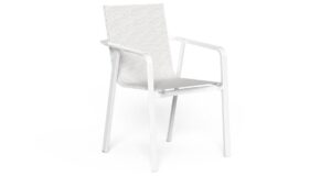 Fauteuil repas Milo Talenti avec structure aluminium et assise textilène grise
