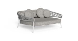 Lit de repos relax outdoor en aluminium avec tressage corde synthétique grise Talenti
