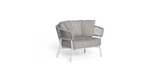 Fauteuil living de jardin Moon//Alu en aluminium gris avec coussins