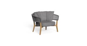 Fauteuil living de jardin Moon en teck naturel avec cordage gris,设计师 Cristian Visentin