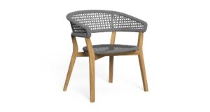Fauteuil repas d'extérieur Moon en teck naturel et cordes grises Talenti