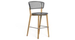 Tabouret d'extérieur Moon Teak Talenti avec tissage de cordes synthétiques