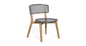 Chaise repas Moon//Teak Talenti avec assise et dossier en corde tressée
