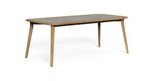 Table à manger Moon//Teck Table Talenti en teck naturel et HPL gris