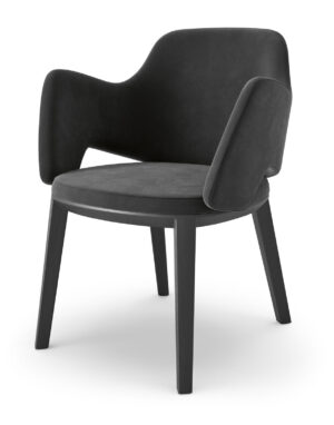 Chaise Newton en bois massif noir et cuir One ou Nubuck par Studio Klass, Fiam Italia