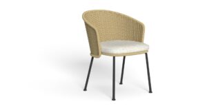 Fauteuil repas Nido Talenti avec structure métal vernis et tressage rotin