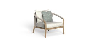Fauteuil Parker Talenti en bois avec coussins clairs pour extérieur