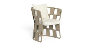 Chaise repas Scacco design en aluminium et corde gris par Talenti