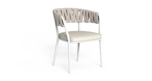 Fauteuil de salle à manger Swipe en aluminium avec dossier cordé