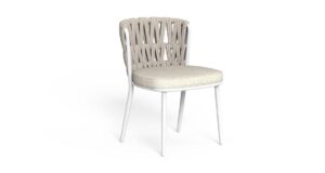 Chaise de salle à manger Swipe Talenti avec dossier en corde et structure aluminium