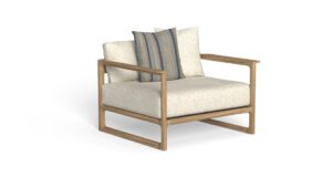Fauteuil living Thea en bois avec revêtement tissu, design Marco Acerbis