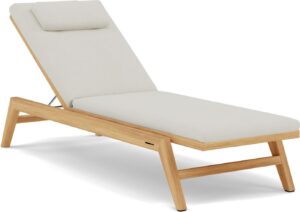 Transat Sunrise en teck brossé avec dossier tissu, design Manutti par Matthew Townsend