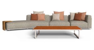 Canapé modulaire Tressé Talenti enlayout d'extérieur avec coussins et structure en aluminium