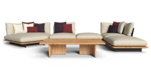 Canapé modulaire Venice Talenti d'extérieur avec bases en bois flottantes