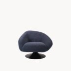 Fauteuil pivotant Bloomington de Visionnaire vu de face, coque laquée noir brillant et garnissage en tissu, design Mauro Lipparini, chez D-Style Interior