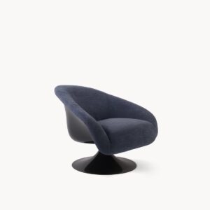Fauteuil Bloomington de Visionnaire vu de trois quarts, assise en tissu sur base pivotante