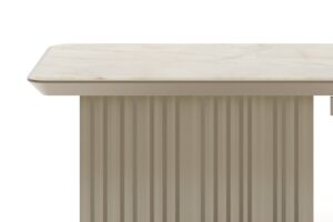 Détail du plateau et du pied en verre gravé du bureau Monolite Scrittoio de Reflex Angelo